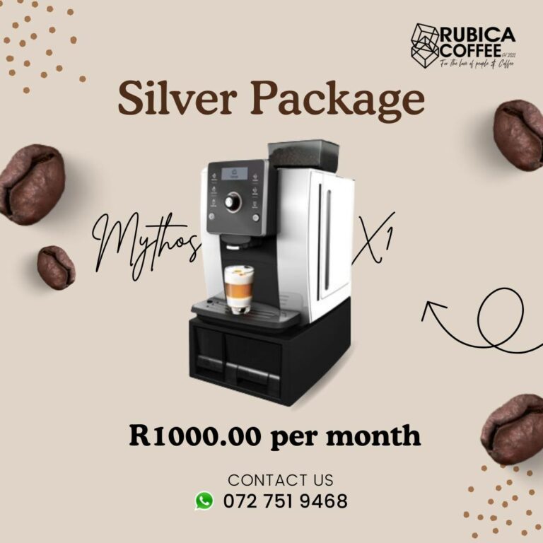 Rubica Coffee - Rent our top-of-the-line Mythos X1 Silver package for only R1000 per month